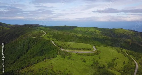 Aerial view of a winding road mountain road