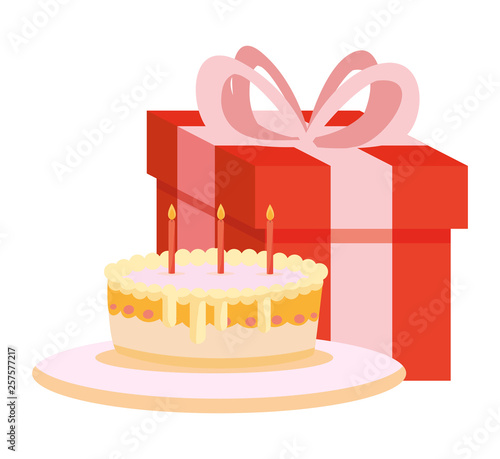 gift box present with sweet cake