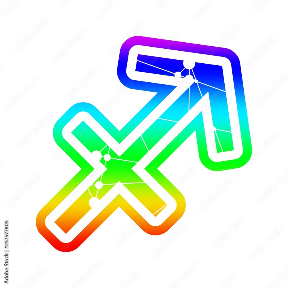 Zodiac symbol textured by connected lines with dots pattern. Sign of the Archer Zodiac symbol textured by connected lines with dots pattern. Sign of the Archer