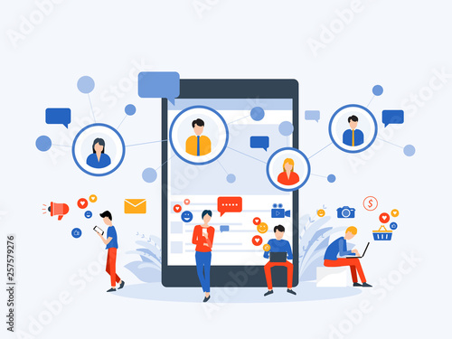 flat Vector illustration social media  and digital marketing  online connection concept 