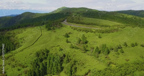 Aerial view of a winding road mountain road