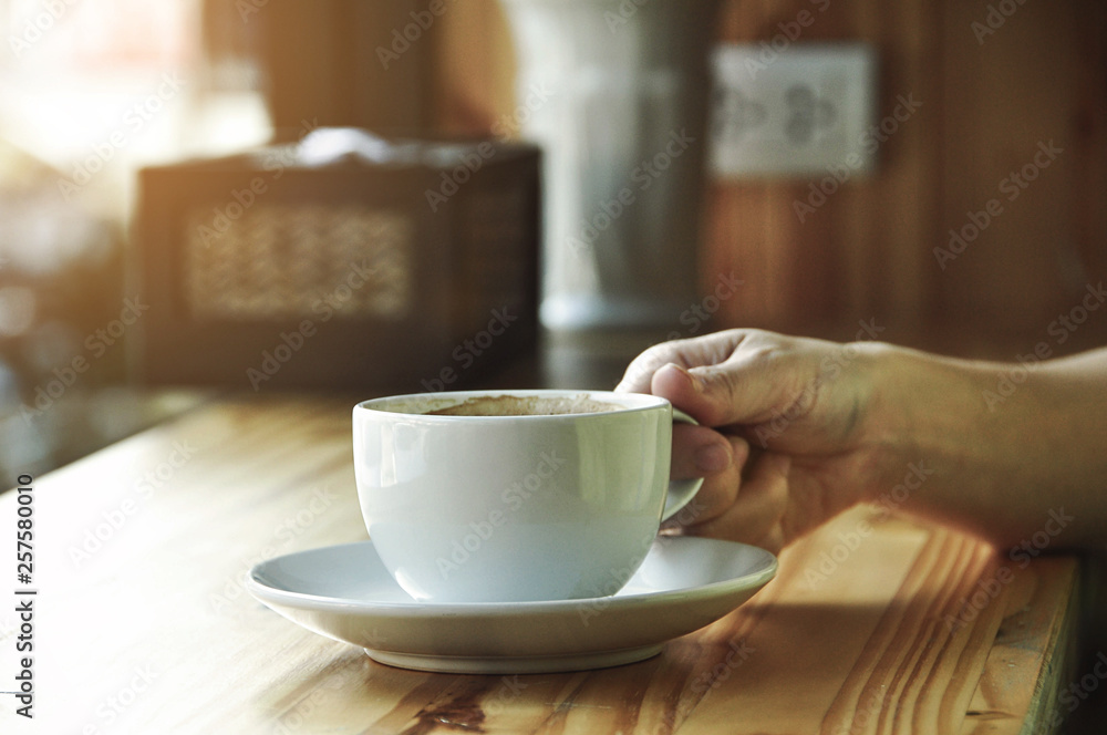 Fototapeta premium hot coffee in cafe