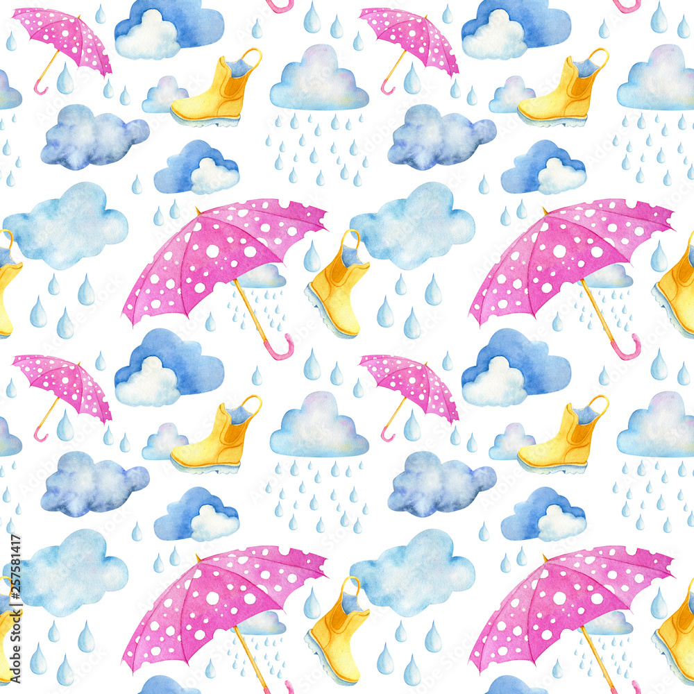 Pattern whith rain and umbrella Pattern whith rain and umbrella