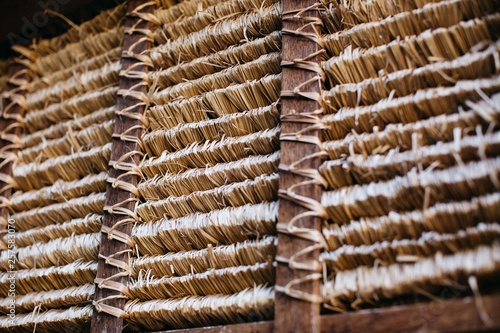 Traditional balinese alang alang roof in Bali, Indonesia photo