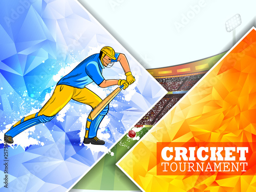 easy to edit vector illustration of player batsman in Cricket Championship Tournament background