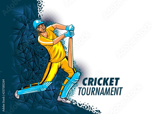 easy to edit vector illustration of player batsman in Cricket Championship Tournament background