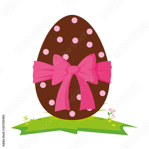 happy easter egg painted with bow ribbon