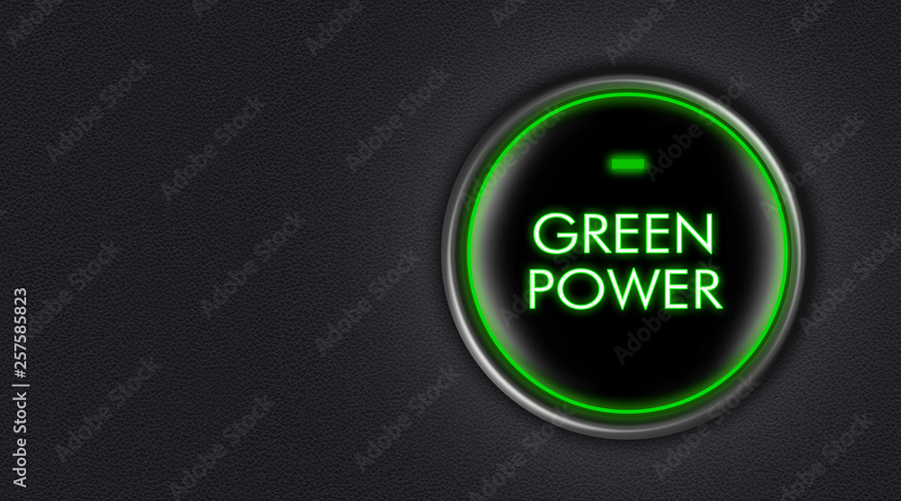 green start engine button with ecologic message green start engine button with ecologic message