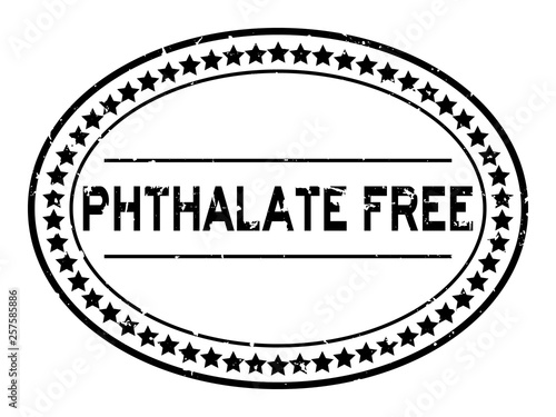 Grunge black phthalate free word oval rubber seal stamp on white background
