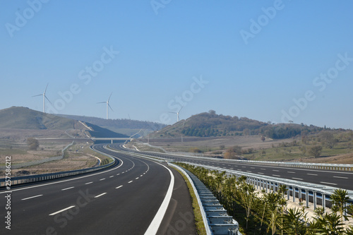 Construction of newly finished, empty highway.