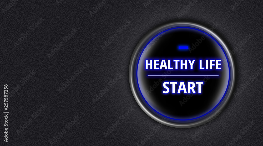 Engine start button with message of healthy life Engine start button with message of healthy life
