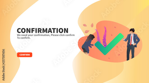 Confirmation or verify website page with fluid design, modern and simple. can be used for presntation, website, blog, social media.