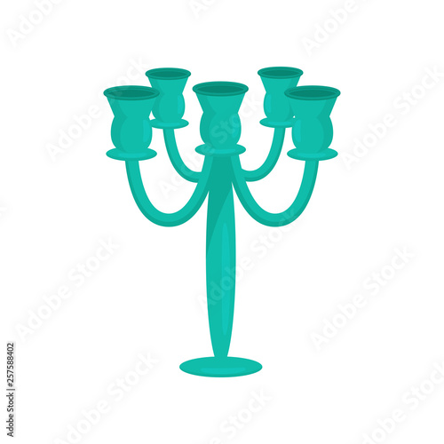Green candlestick on white background. Vector illustration.