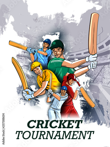 easy to edit vector illustration of player batsman in Cricket Championship Tournament background