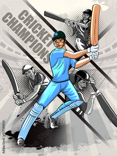 easy to edit vector illustration of player batsman in Cricket Championship Tournament background