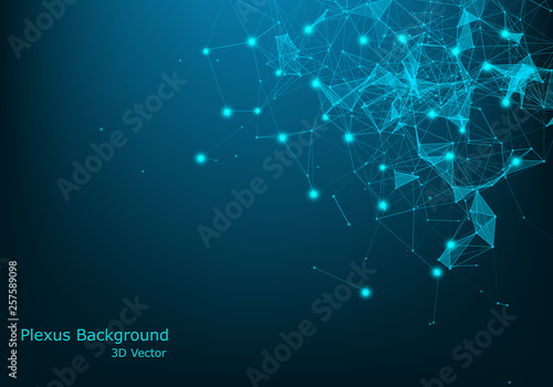 Abstract technology background. Science background. Big data. Background vector. Plexus effect. Network connection structure. Vector illustration. - Vector