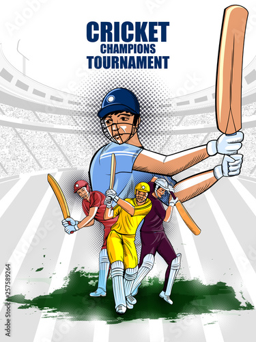 easy to edit vector illustration of player batsman in Cricket Championship Tournament background