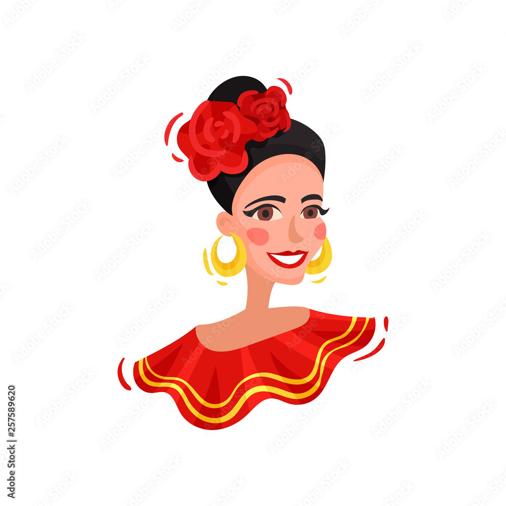 Mexican woman on white background. Holiday concept.