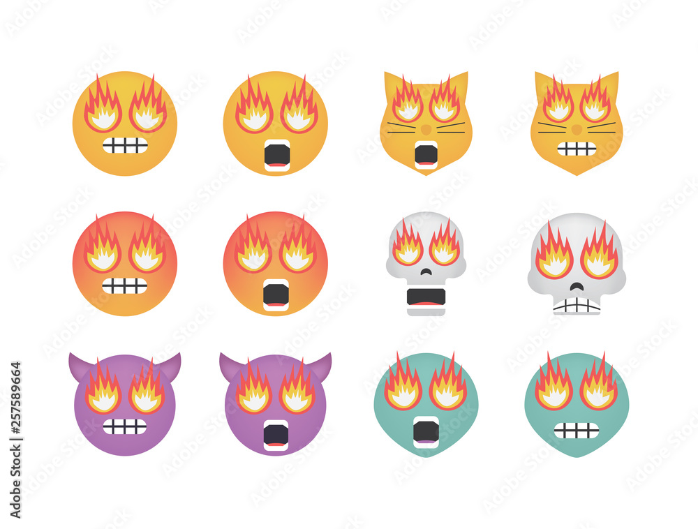Fototapeta premium Set of angry emoticon vector