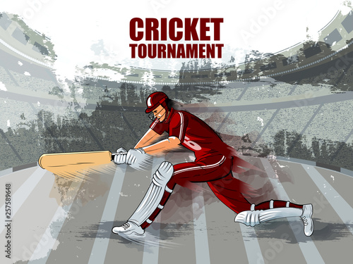 easy to edit vector illustration of player batsman in Cricket Championship Tournament background