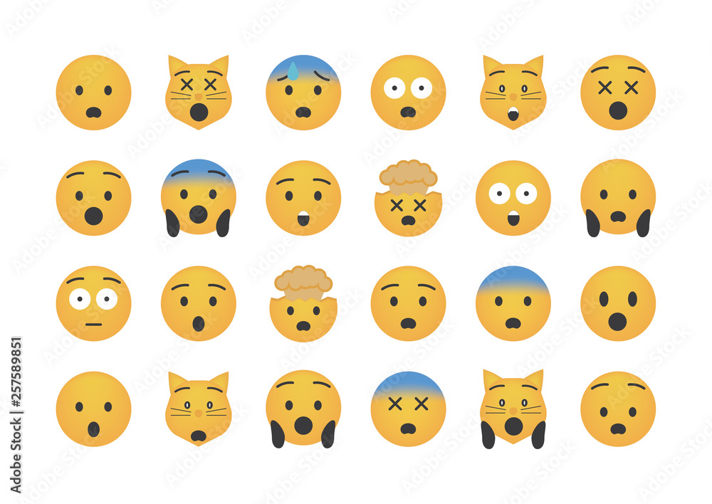Set of surprise emoticon vector Set of surprise emoticon vector