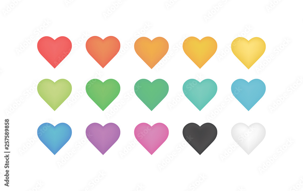 Set of shape heart emoticon Set of shape heart emoticon