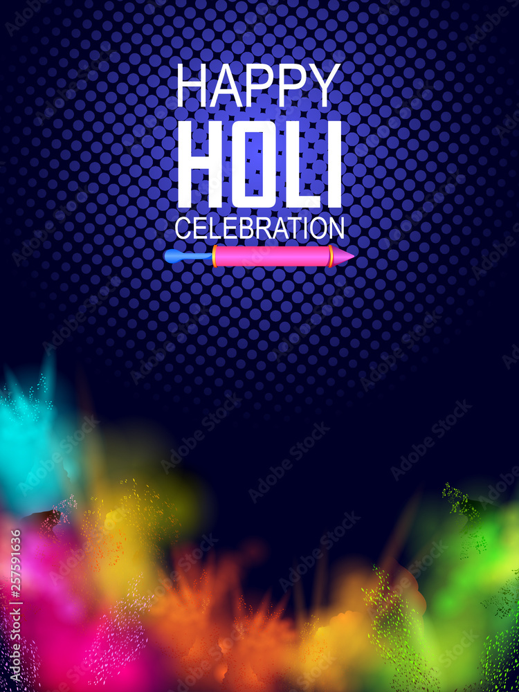 easy to edit vector illustration of Colorful Happy Hoil Party background for festival of colors in India