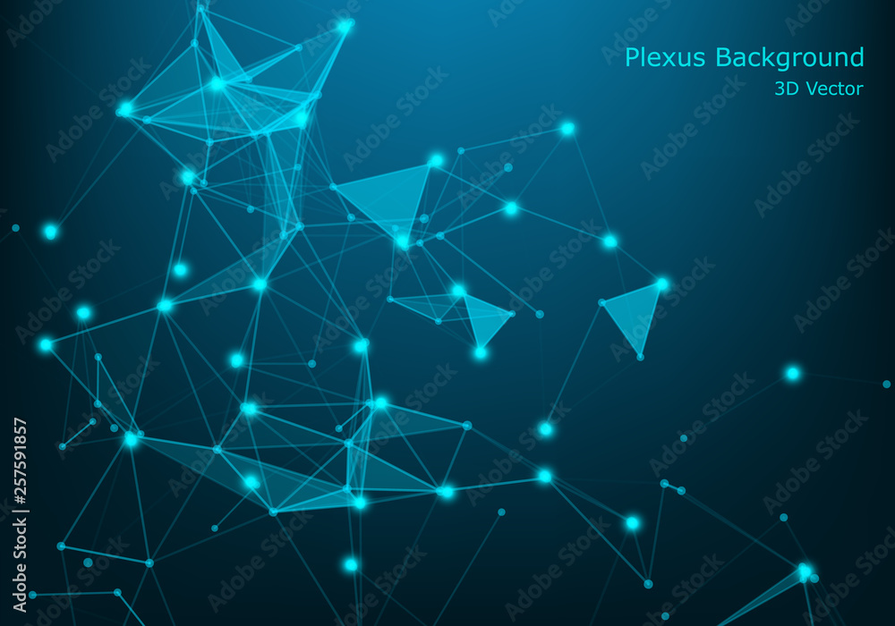 Network connection concept blue vector illustration. Futuristic hexagon perspective wide angle lanscape. Futuristic honeycomb concept. 3d landscape. Big data digital background. - Vector