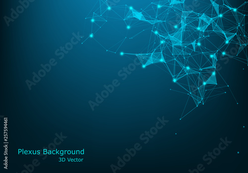 Abstract technology background. Science background. Big data. Background vector. Plexus effect. Network connection structure. Vector illustration. - Vector
