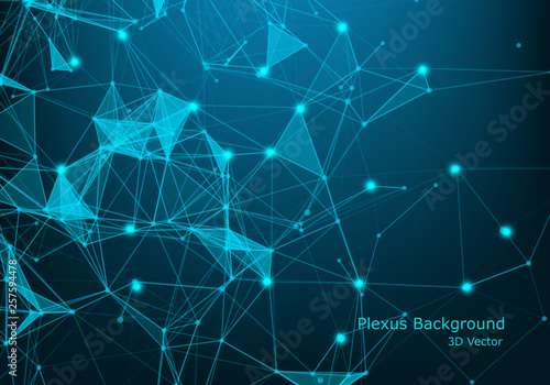 Abstract technology background. Science background. Big data. Background vector. Plexus effect. Network connection structure. Vector illustration. - Vector