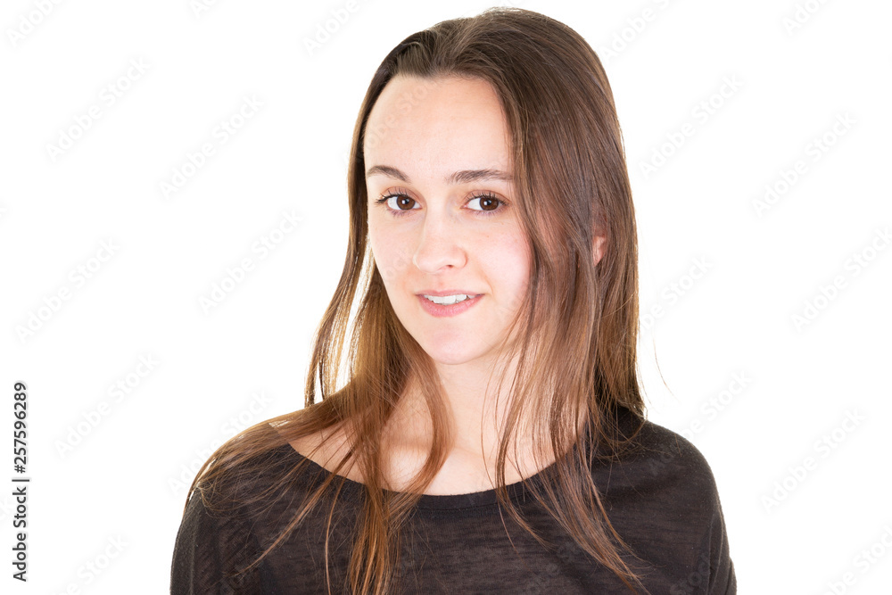 beautiful young woman portrait on white background beautiful young woman portrait on white background