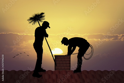 Cuadro en lienzo chimney sweep on the roof