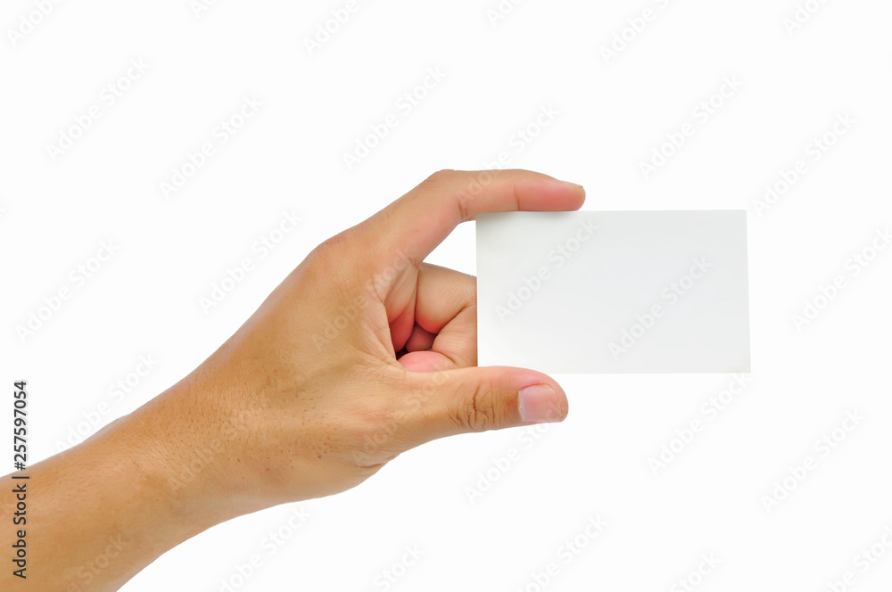 Blank card in a hand Blank card in a hand