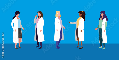 group of women doctors avatar character