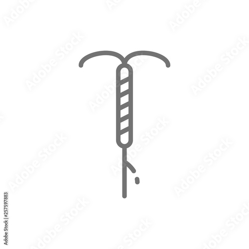 Intrauterine device, contraceptive, hormonal spiral, IUD line icon.