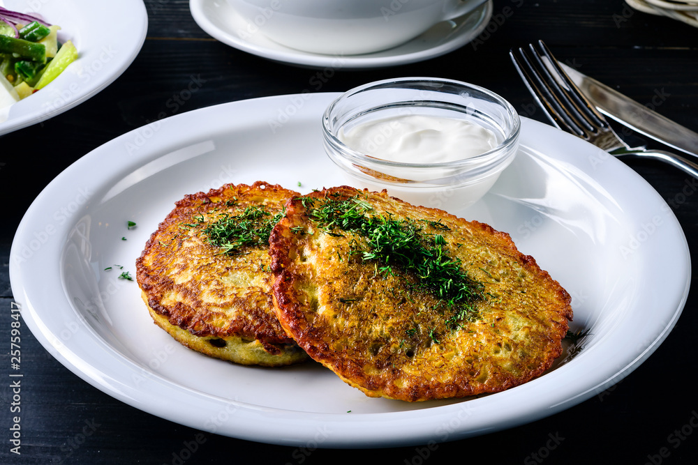 Belarusian pancakes, national dishes of grated potatoes Belarusian pancakes, national dishes of grated potatoes