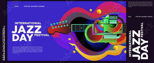Vector colorful international jazz day poster and banner