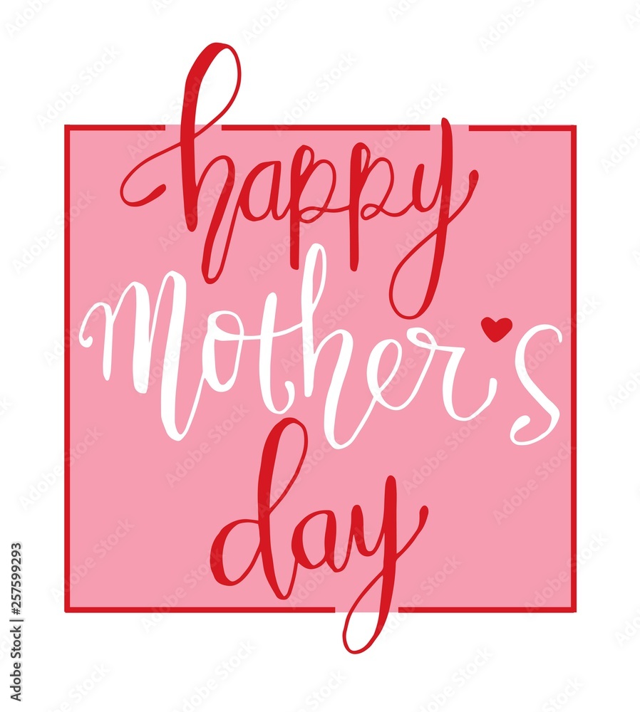 Obraz premium Vector illustration: Handwritten brush type lettering of Happy Mother's Day. Typography design - Vector