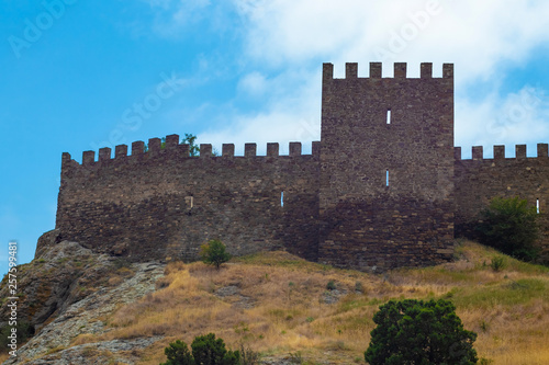 Genoese fortress in Sudak over a cliff, Crimea