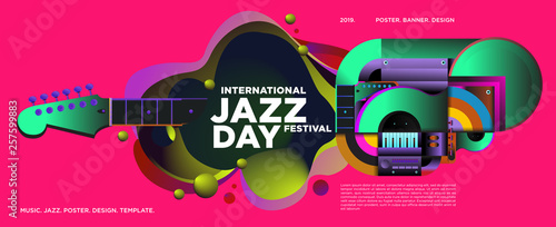 Vector colorful international jazz day poster and banner