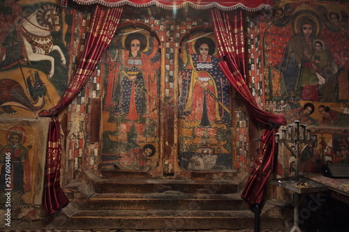  iconographic scenes and wall murals of saints painted in Selassie Chelokot church