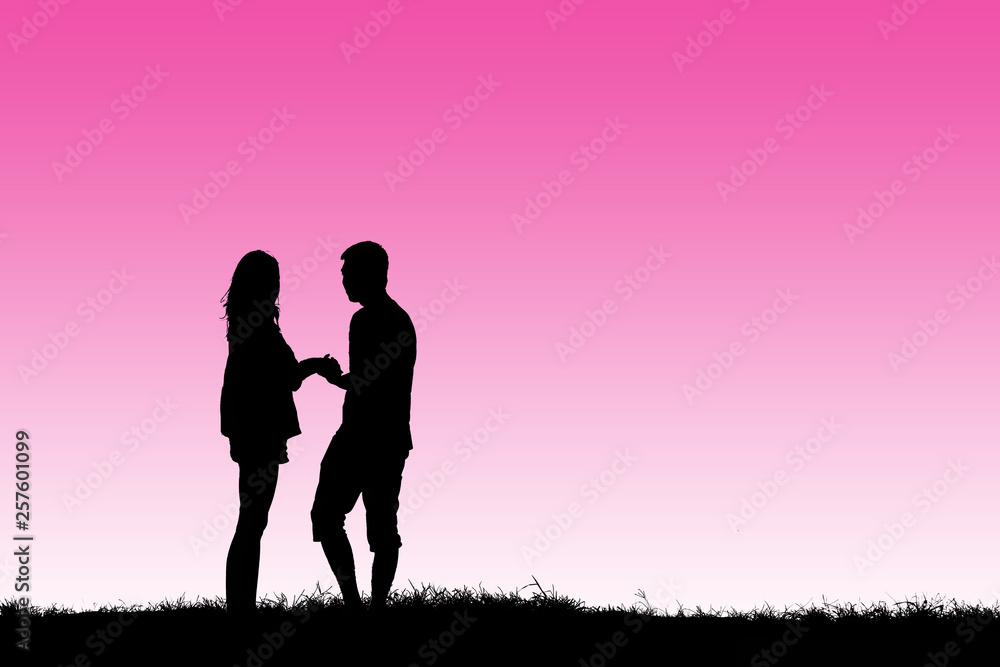 Silhouette young couple