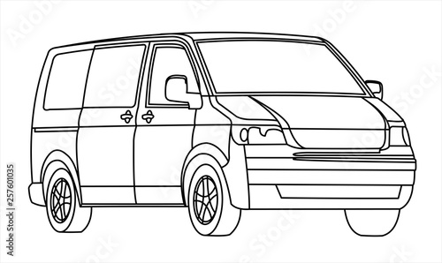 Minivan, three quarter view.