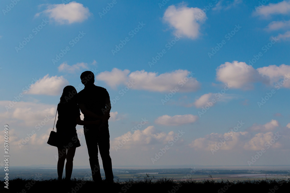 Silhouette young couple Silhouette young couple
