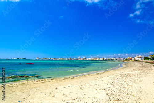 Sandy beach in gulf at Porto Cesareo  Italy