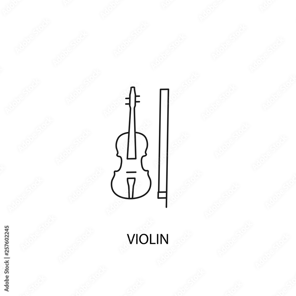 Fototapeta premium Violin vector icon, outline style, editable stroke
