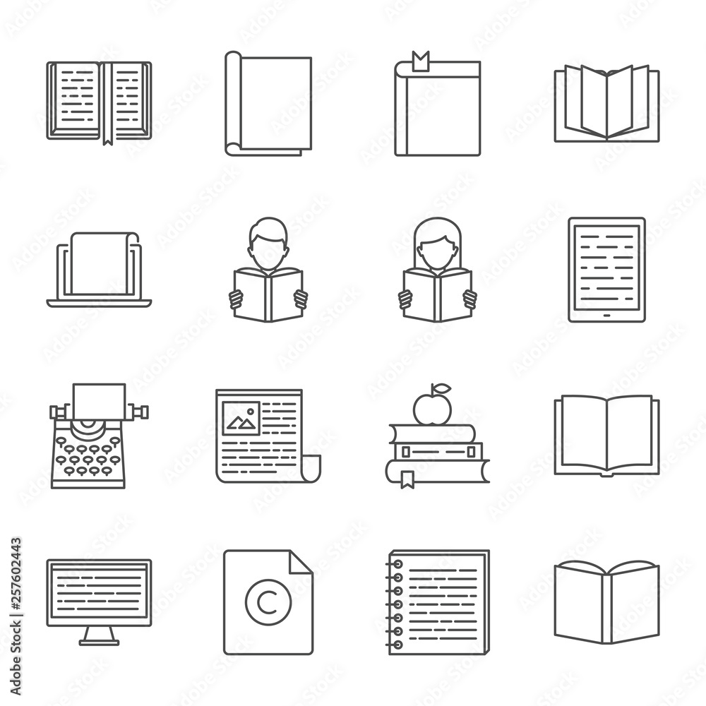 Reading set of vector icons