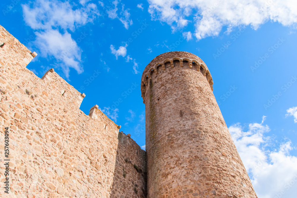 Tower of Vila Vella fortress in Tossa de Mar. Spain, Catalonia