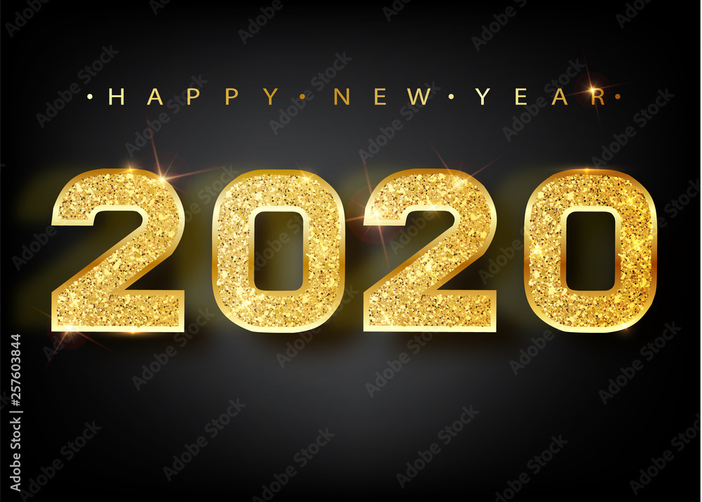 2020 Happy new year. Gold Numbers Design of greeting card. Gold Shining Pattern. Happy New Year Banner with 2020 Numbers on Bright Background. Vector illustration 2020 Happy new year. Gold Numbers Design of greeting card. Gold Shining Pattern. Happy New Year Banner with 2020 Numbers on Bright Background. Vector illustration
