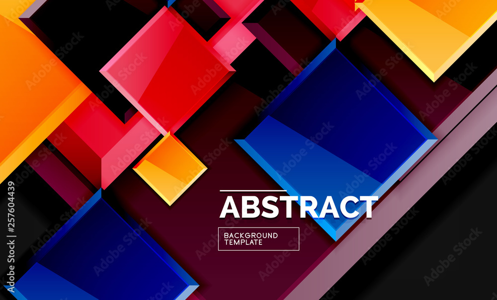 Glossy mosaic style geometric shapes - squares and triangles on black Glossy mosaic style geometric shapes - squares and triangles on black